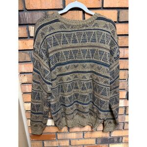 Vintage Men's Geoffrey Beene Geometric Knit Crewneck Sweater